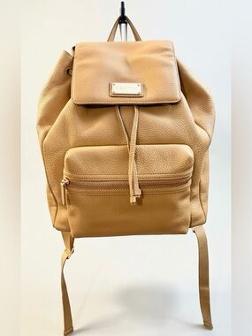 Oroton Tan Pebble Leather Dylan Medium Backpack